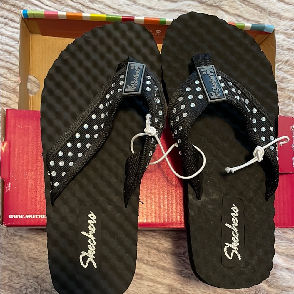 Skechers Black and White Polka Dot Sandals